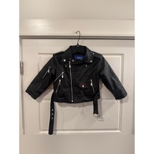 OUTDOOR H BITAT Kid's Biker Jacket Faux Leather Embroidery USA Eagle Size 4T