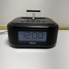iHome iPL23 Alarm Clock Radio Black w/ Lightning iPhone Dock & Power Cable