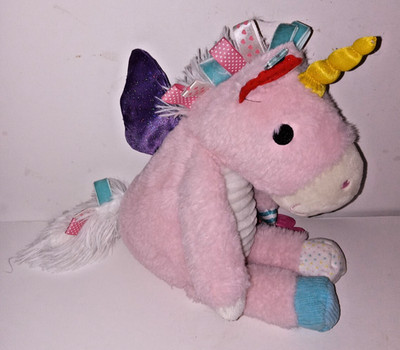 Make Believe Ideas Pink Unicorn Plush 13  Crinkle Rattle Teether Baby Toy
