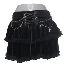 Romwe, Rock, Größe: S, Schwarz, Elasthan/Polyester, Samt, Damen #Wui