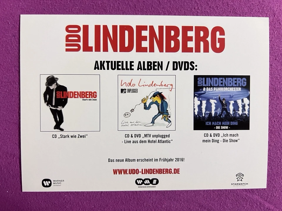 Udo Lindenberg AK Musik Autogrammkarte Unplugged Live original signiert 2 - Bild 2 von 2