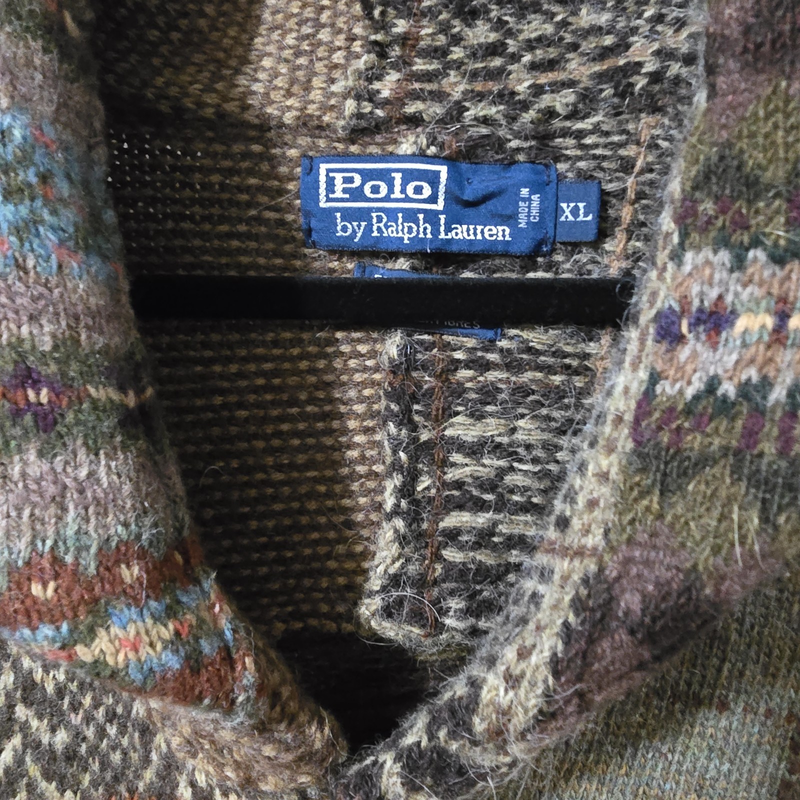 Vintage Polo Patchwork Cardigan XL Ralph Lauren Stadium Indian Wing Shawl RARE image 3