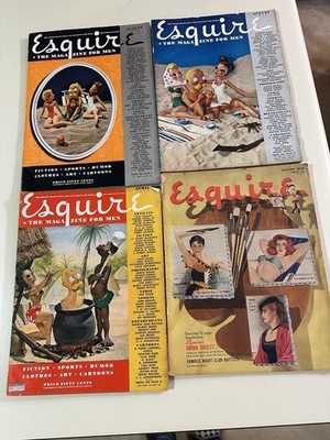 Lot Of 4 Vintage Esquire Magazines 1941, 1944,1945,1950 Varga & Moore Foldouts
