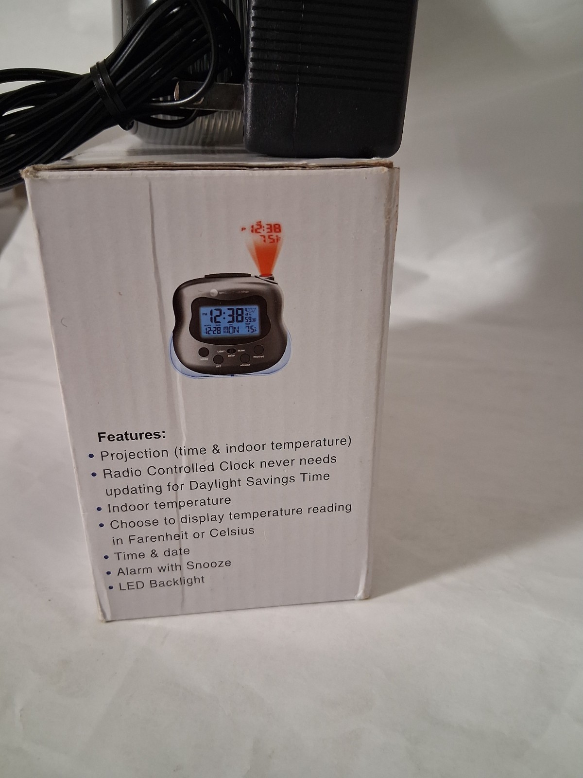 Ambient Weather RC-8370 Radio Controlled Projection Clock w/Indoor Temperature