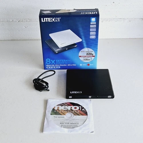 LITEON eBAU108 8X External DVD CD Writer Drive USB 2.0 Ultra Slim Tested Working