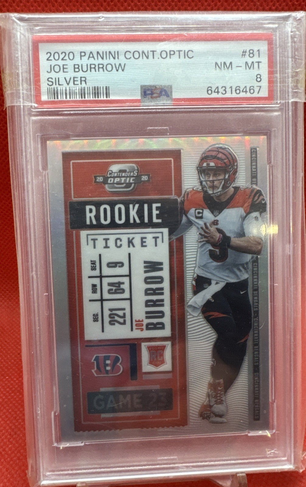 2020 Panini Contenders Optic - Rookie Ticket Joe Burrow #81 Silver (RC)