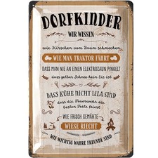 Retro Blechschild DORFKINDER, lustige Schilde...