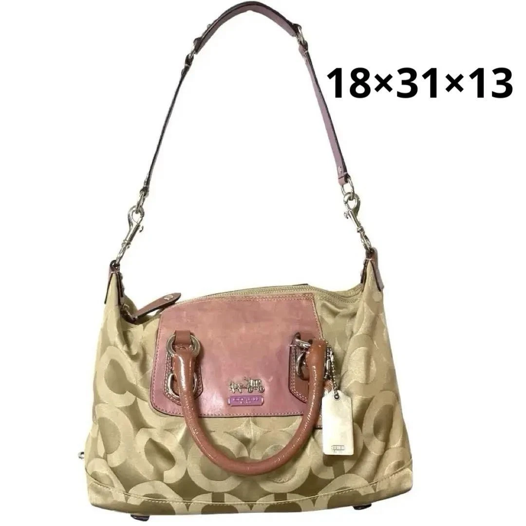 Borsa a tracolla Coach Madison Sabrina rosa beige 18x31x13 cm usata