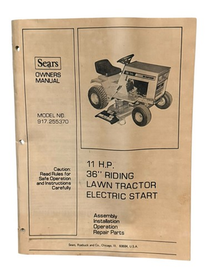 #ad Sears 11 H.P. 36” Riding Lawn Tractor Electric Start Owner#x27;s Manual #917.255370 $24.99