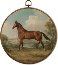 Vintage Horse round Wall Decor, Rustic Cottagecore Horse Landscape Framed Canvas