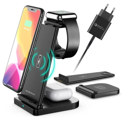 Wisam® 3 in 1 Multifunktion 15W QI Ladestation Air pod Pro Apple Watch iPhone 15 - Bild 1 von 4