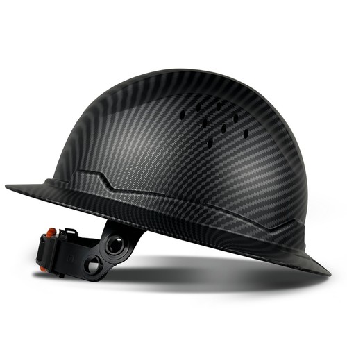 SBD-G1C Schutzhelm Mit Vollkrempe – HDPE, Belüftet, Kohlefaser-Design, ANSI Z89.1-2014 Zertifiziert, Mit 6-Punkt-Aufhängung, Verstellbar (53–63 Cm)