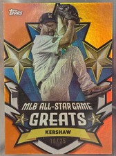 2025 Topps MLB All-Star Game Greats Clayton Kershaw Orange /25 #ASGG-28