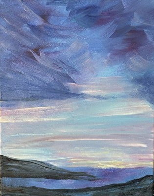 ART JOY - EUNIE 11x14 Acrylic Canvas Original  Art Expressionism SKY BLUES 26023