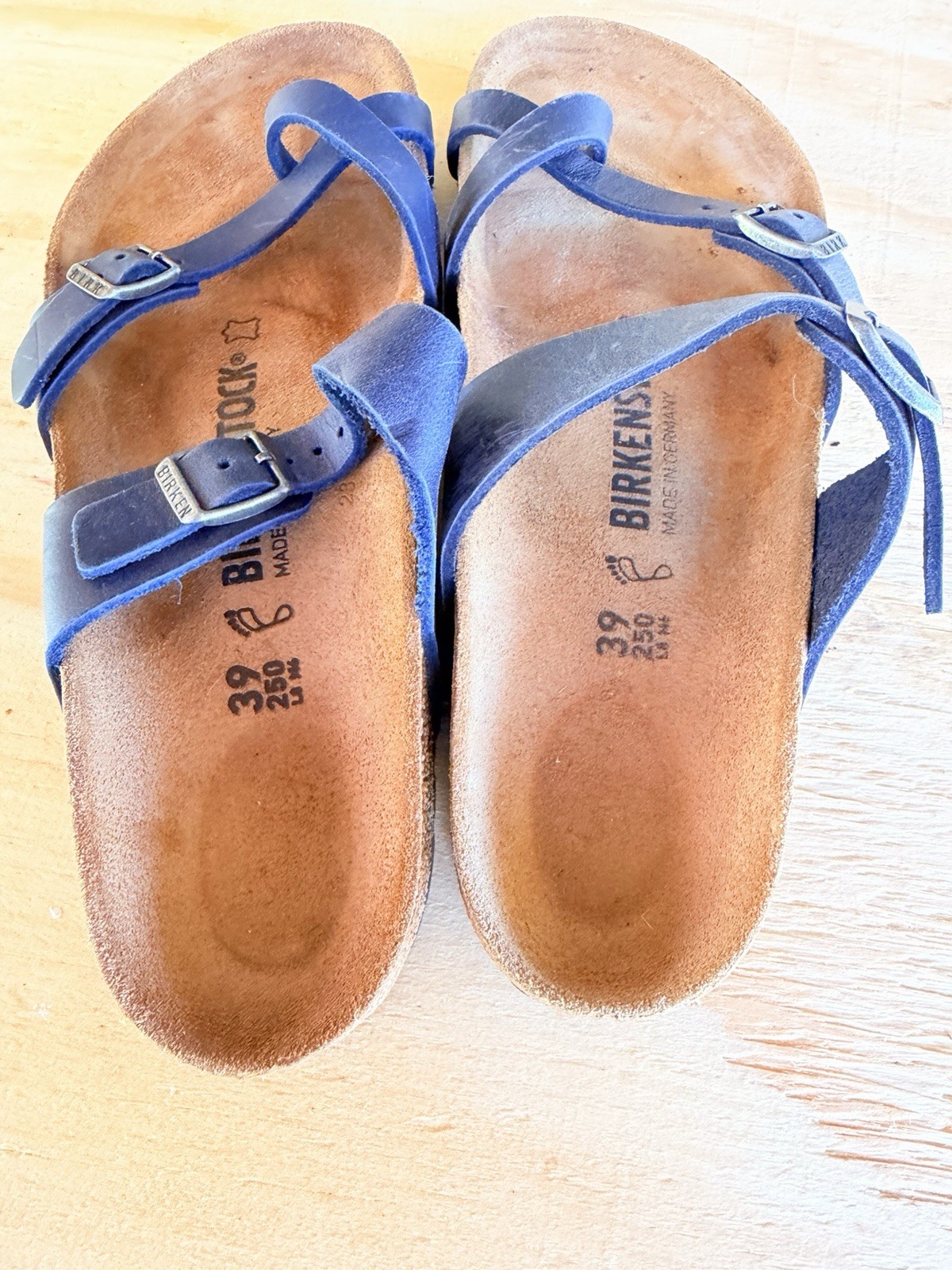 Birkenstock 39 MAYARI 100percent Leather Navy New image 5