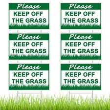 Juexica 6 Pcs 8 x 12 Inch Please Keep off Grass Sign 8 x 12 Inch, green