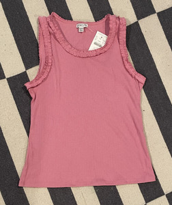 NWT crewcuts/J. Crew everyday ruffle-trim tank top in vintage rib - XXL, pink