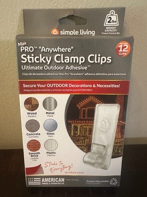 Box of 12x Simple Living Max Pro Anywhere Sticky Clamp Cord Clips Item #719012