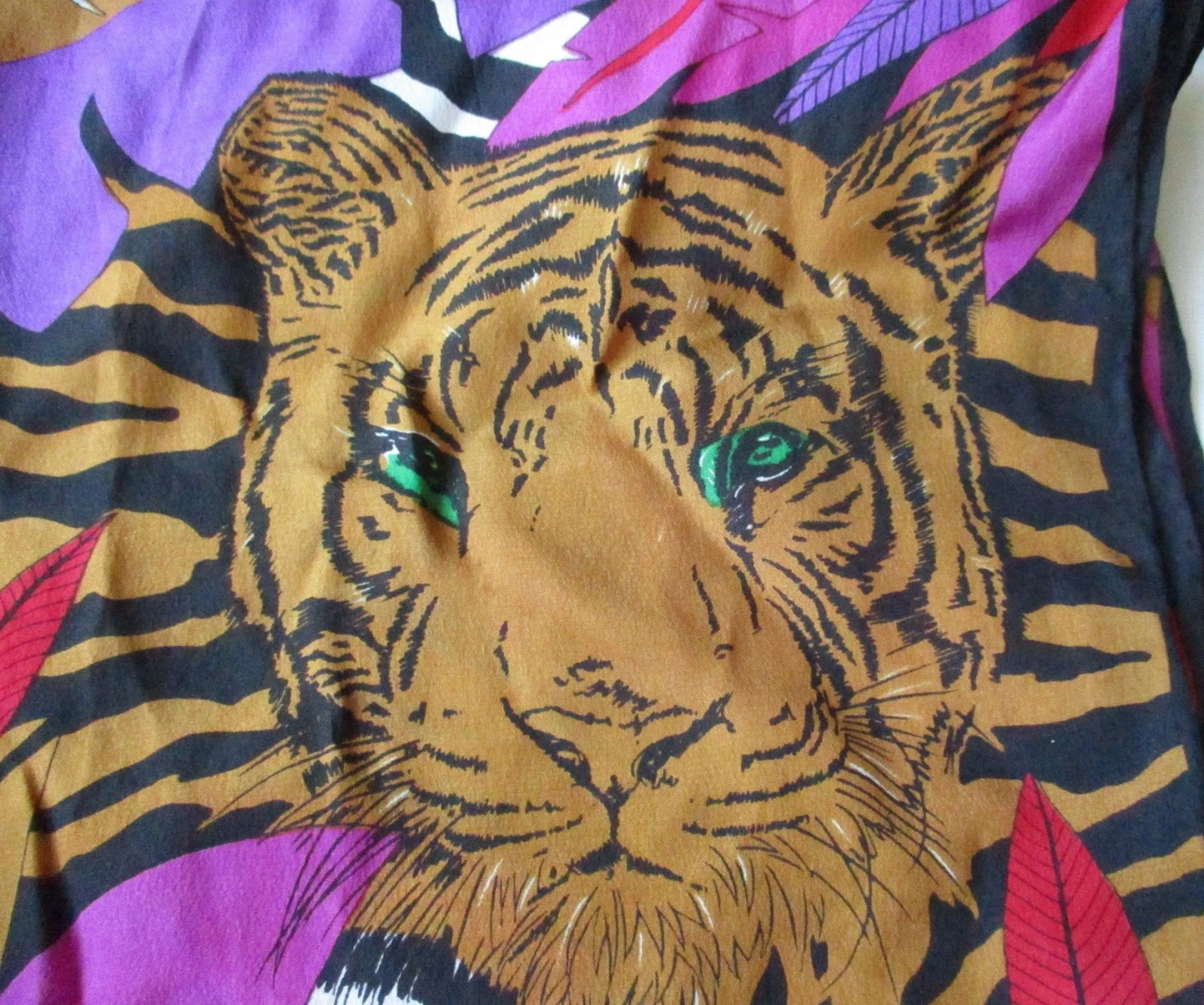Gant Gaither for Baar & Beards Tiger 100% Silk Chiffon Scarf 58" x 11" Vintage