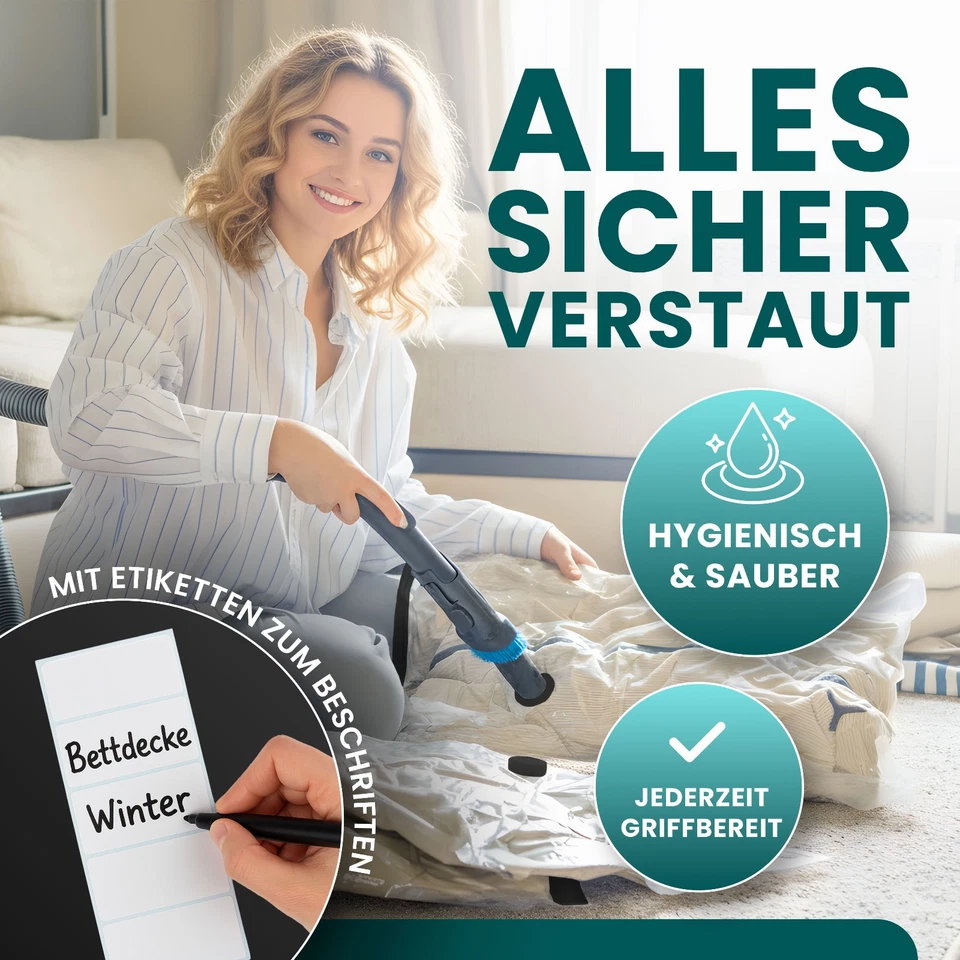 myHodo Vakuumbeutel für Kleidung & Bettwäsche • Platzsparende XL Vakuumierbeutel - Bild 3 von 4