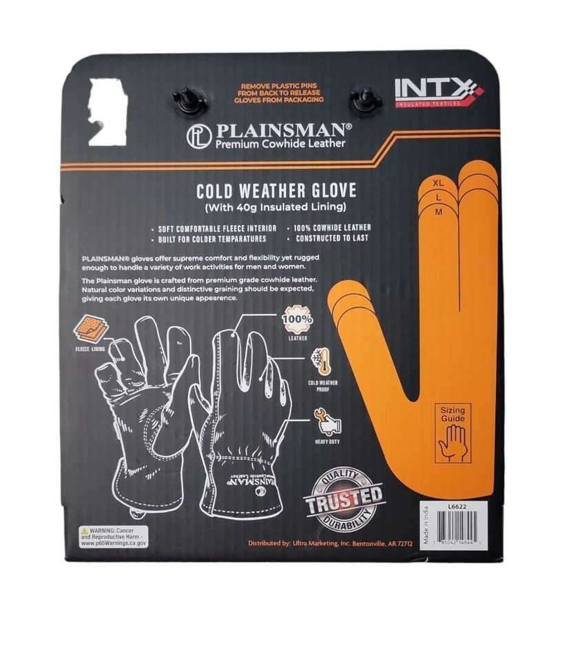 Guantes de trabajo de cuero de vaca Plainsman forrados de vellón de alta resistencia para clima frío, 2 pares XL  Foto 3 de 4