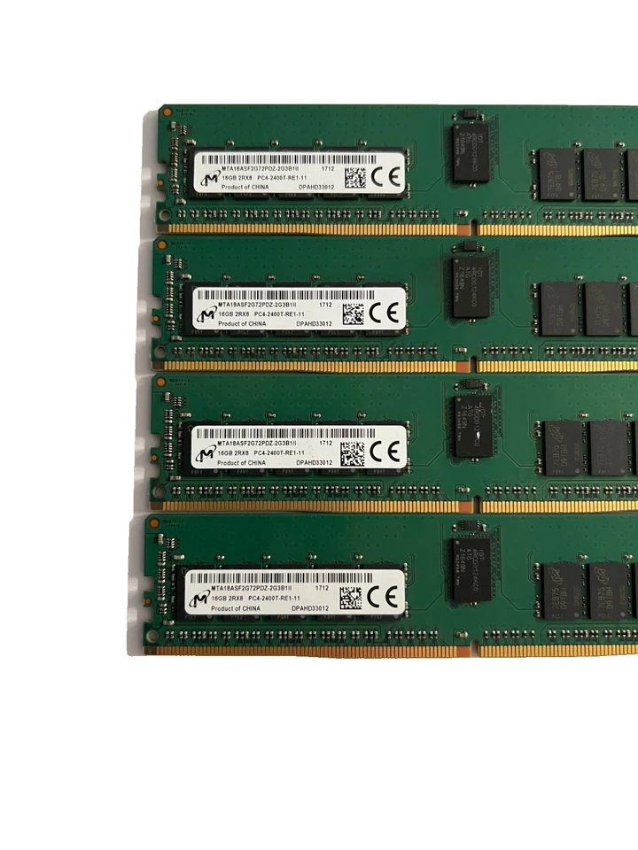 [64GB] - LOT OF 4x 16GB DDR4 ECC 2400 Micron Registered Server RAM - Image 2 of 3