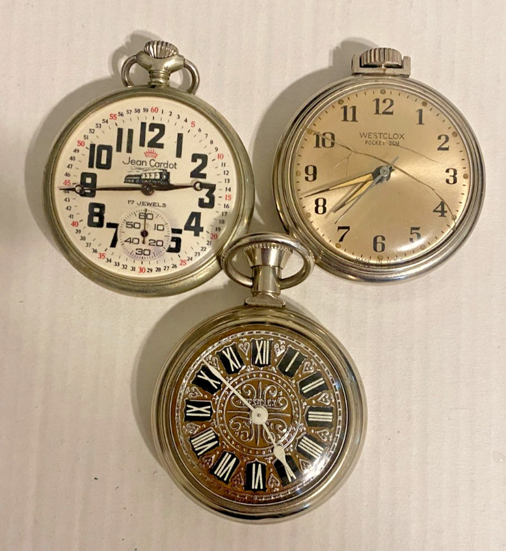 3 vintage sz 16 pocketwatches for parts