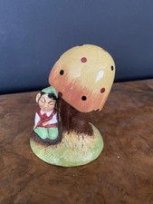 Vintage Morley Staffordshire Pottery figurine depicting a pixie and a toadstool