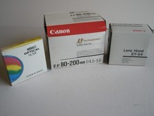 CANON EF 80-200MM F4.5-5.6 ULTRASONIC ZOOM LENS WITH FILTER AND HOOD