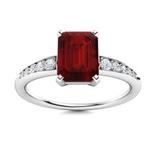 925 Sterling Silver Garnet Gemstone Solitaire with Accents Ring Jewelry