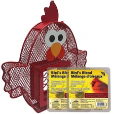 Heath Whimsical Chicken Suet 'n Seed Bird Feeder for Sunflower Seeds with 2 Free