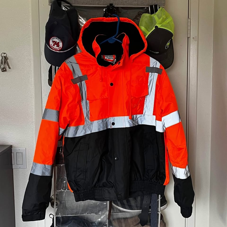Orange High Visibility Work Jacket Size Large Rem… - image 4