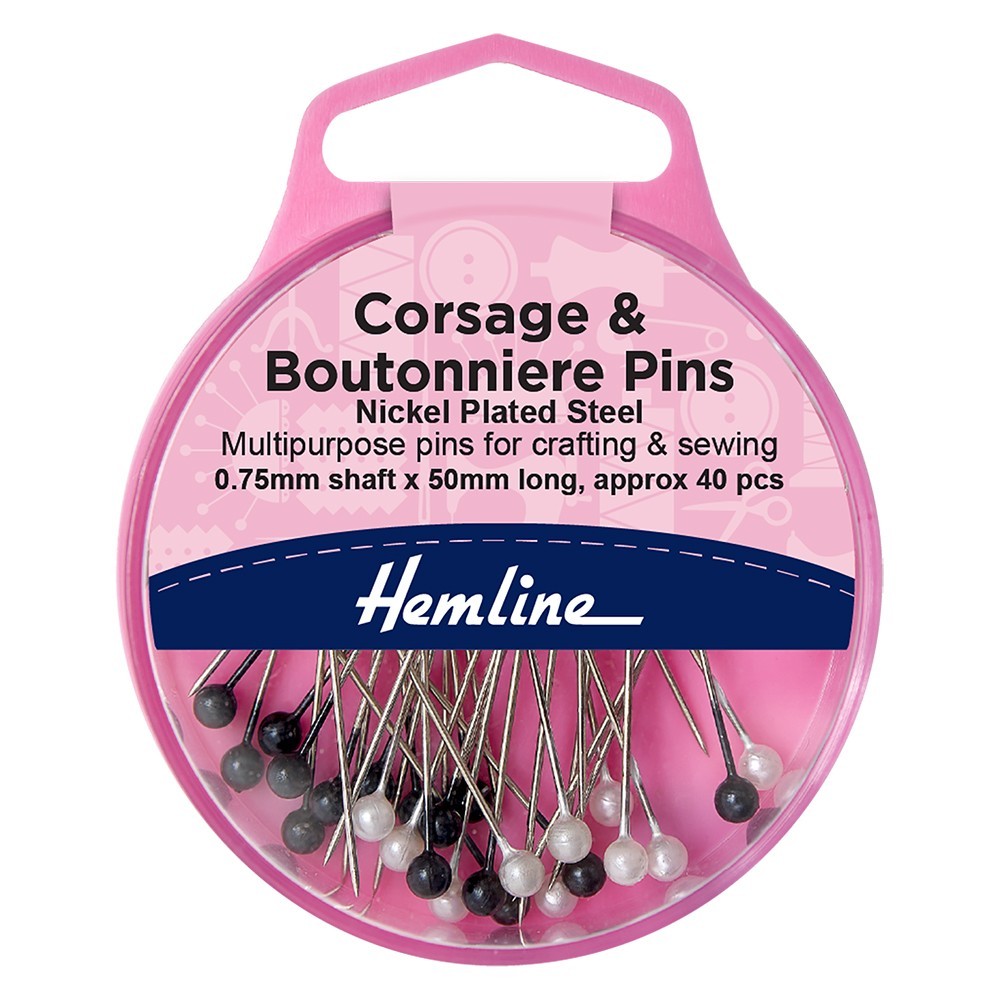 Hemline: Pins: Corsage & Boutonniere: Nickel: 50mm: 40 Pieces