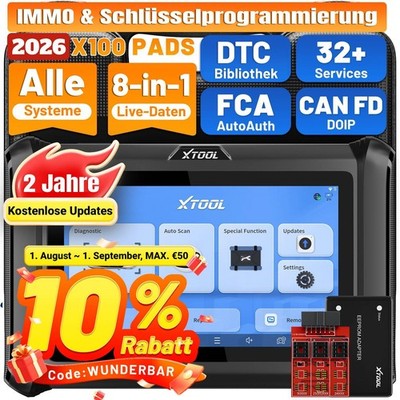 XTOOL X100PADS KFZ OBD2 Diagnosegerät IMMO Key Programmer ALLE System ECU Coding