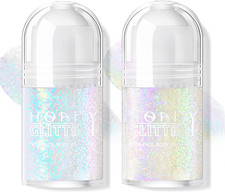 2 Colors Roll-On Body Glitter Gel, Holographic Glitter Gel under Light for Face