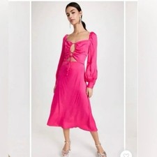 Farm Rio Pink Cut Out Midi Dress Size Medium