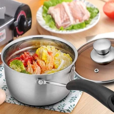Saucepan with Lid, 2 Qt Sauce Cooking Pot Milk Pan Stainless Steel, Professio...