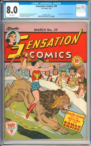 Sensation Comics #39 High Grade Golden Age Wonder Woman DC Comic 1945 CGC 8.0