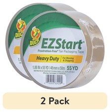  2 pack Duck EZ Start Packaging Tape 1.88 in. x 55 yd. Tan