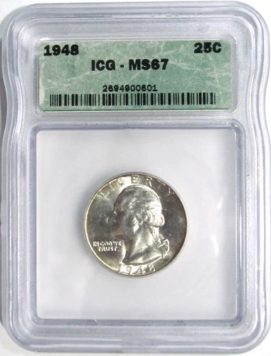 1948 WASHINGTON Silver Quarter ICG MS 67