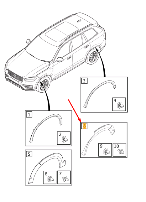 VOLVO XC90 MK2 Right Rear Wheel Arch Trim Molding 39836885 Genuine OEM