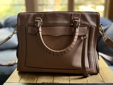 rebecca minkoff regan Leather satchel bag crossbody/ Top Handle  purse  11.5”