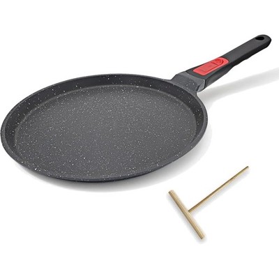 Crepe-Pfanne 25 cm mit abnehmbarem Griff - Pfannkuchenpfanne mit Teigverteiler