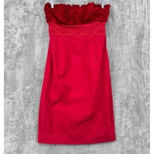 Catherine Malandrino Dress 4 Floral Strapless Fitted Wedding Evening Event 90s