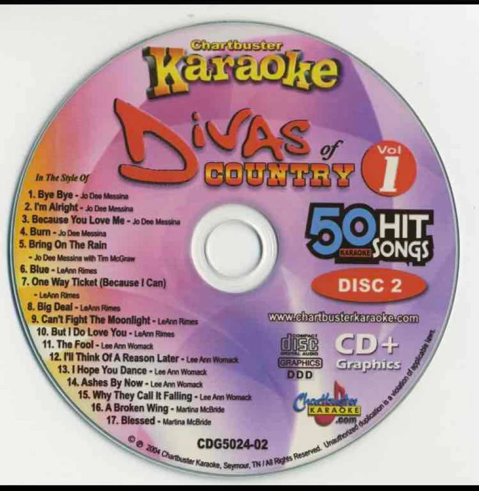 6 CDG KARAOKE FEMALE COUNTRY DIVA SET little big town,Sara Evans,Miranda Lambert Foto 4 de 4