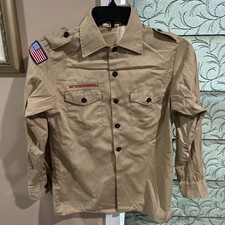 Boy Scout BSA UNIFORM Tan SHIRT Youth Large Long Sleeve J30