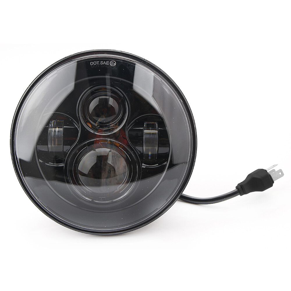 7-Inch Motorcycle LED Headlight With Hi/Lo Beam & DRL – Chrome Bezel, Fits Harley, Honda, Yamaha, Kawasaki, Suzuki