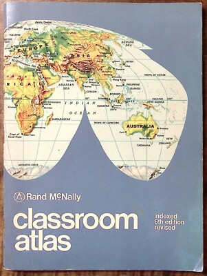 1974 RAND McNALLY CLASSROOM ATLAS 6th EDITION  VINTAGE MAPS VERY NICE B415