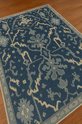 Oushak Rug Wool Area Hand Knotted Carpet Turkish Blue Oriental 8x10, 9x12 - Picture 2 of 6