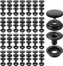 100Pcs 15mm Snap Fasteners Press Stud Stainless Steel Buttons Marine Boat Black
